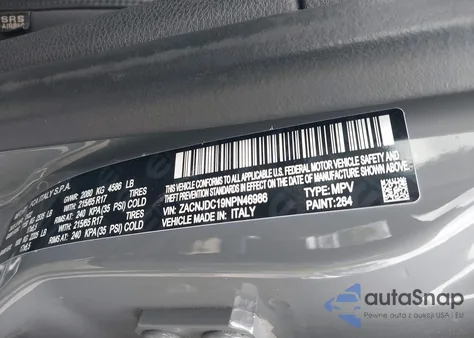 2022 Jeep Renegade Trailhawk 4X4 z USA, uszkodzony, nr VIN ZACNJDC19NPN46986